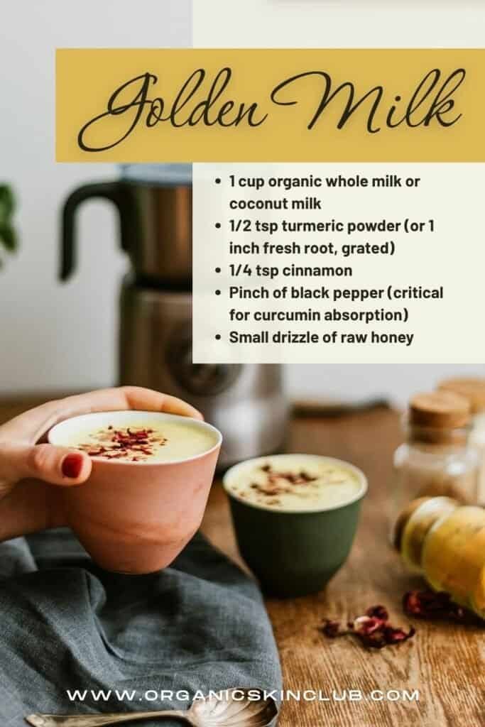 golden milk turmeric latte glowing skin drink in a mug
