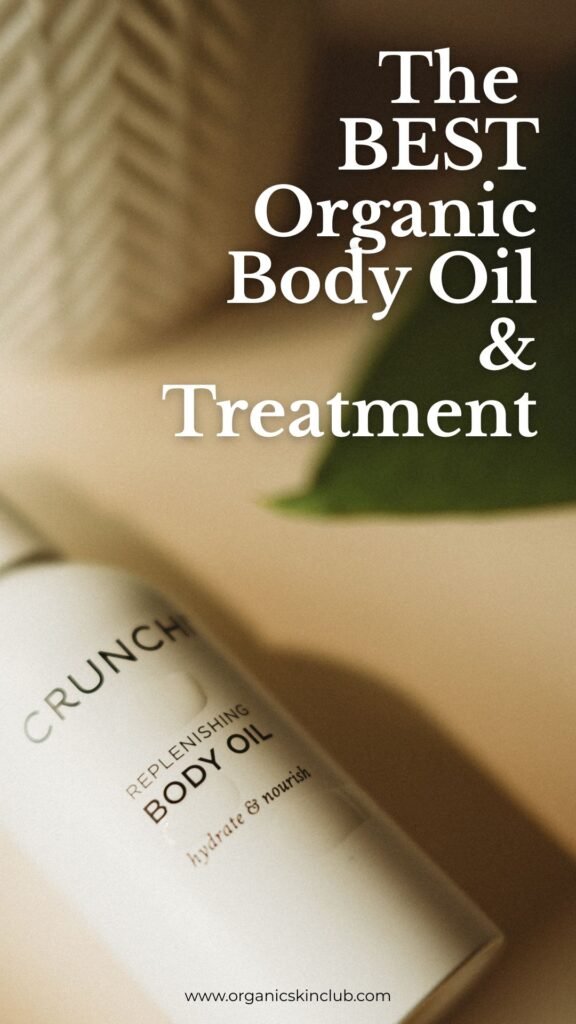 Organic body oil trio: Crunchi Replenishing Body Oil, Age-Defying Body Treatment, and Charcoal Body Bar
